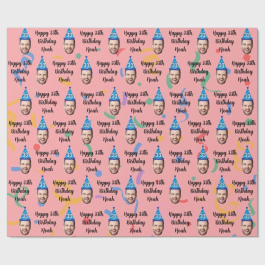 Happy Birthday Wrapping Paper, Custom Birthday Red Cadeaupapier (Vlak)