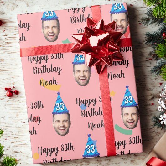 Happy Birthday Wrapping Paper, Custom Birthday Red Cadeaupapier