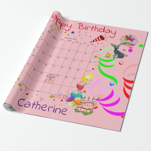 Happy Birthday Wrapping Paper December 2022 Cadeaupapier (Uitgerold)