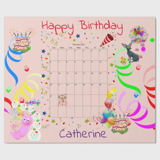 Happy Birthday Wrapping Paper, februari 2022 Cadeaupapier (Vlak)