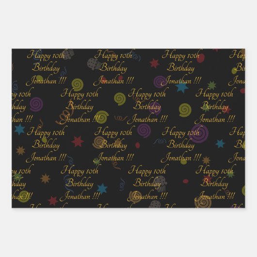 Happy Birthday Wrapping Paper Flat Sheet Set 3 (Voorkant 3)
