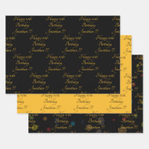 Happy Birthday Wrapping Paper Flat Sheet Set 3