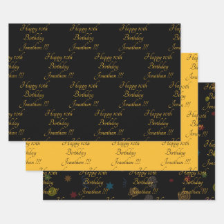 Happy Birthday Wrapping Paper Flat Sheet Set 3
