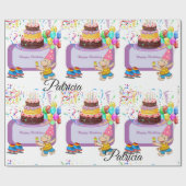 Happy Birthday Wrapping Paper Hippopotamus Cadeaupapier (Vlak)