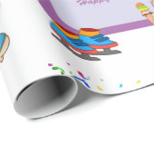 Happy Birthday Wrapping Paper Hippopotamus Cadeaupapier (Rol Hoek)