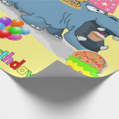 Happy Birthday Wrapping Paper Hippopotamus Kitten Cadeaupapier (Hoek)