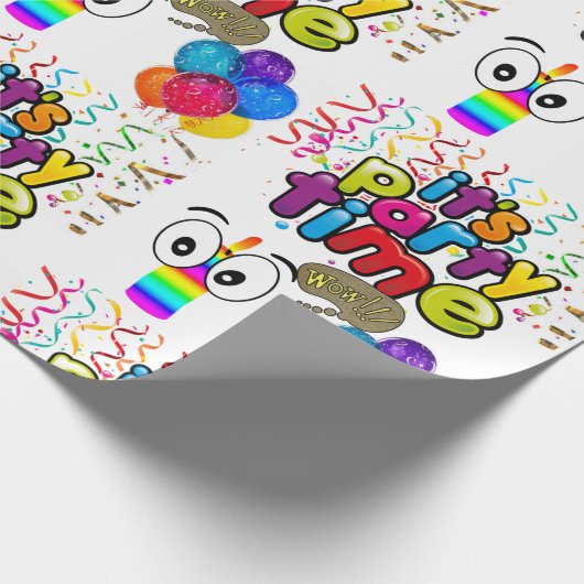 Happy Birthday Wrapping Paper It's Party Time Cadeaupapier (Hoek)