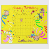 Happy Birthday Wrapping Paper Januari 2022 Geel Cadeaupapier (Vlak)