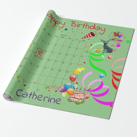Happy Birthday Wrapping Paper, juli 2022 Cadeaupapier (Uitgerold)