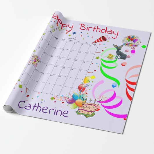 Happy Birthday Wrapping Paper, juni 2022 Cadeaupapier (Uitgerold)