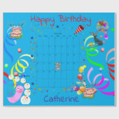 Happy Birthday Wrapping Paper, maart 2022 Blue Cadeaupapier (Vlak)
