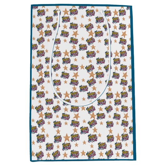 Happy Birthday wrapping paper Medium Cadeauzakje (Voorkant)