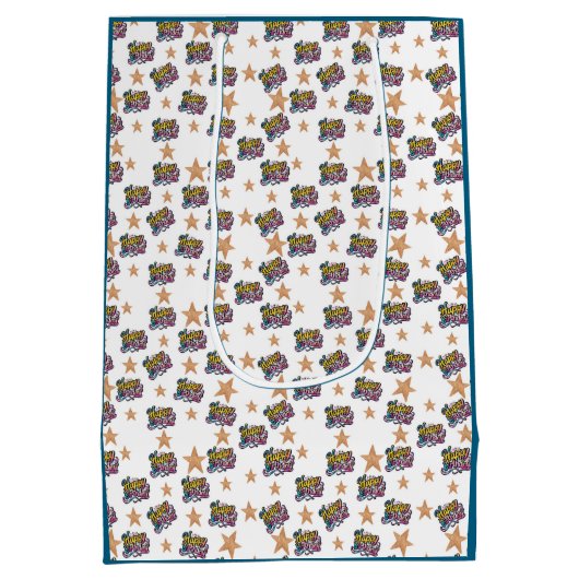 Happy Birthday wrapping paper Medium Cadeauzakje (Achterkant)