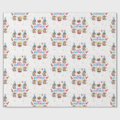 Happy Birthday Wrapping Paper Monkey Cupcake  Cadeaupapier (Vlak)