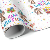 Happy Birthday Wrapping Paper Monkey Cupcake  Cadeaupapier (Rol Hoek)