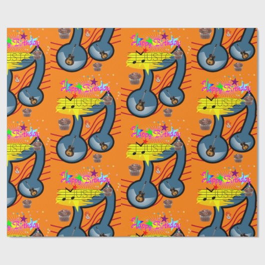 Happy Birthday Wrapping Paper Musician Cadeaupapier (Vlak)