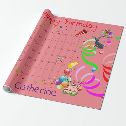 Happy Birthday Wrapping Paper Oktober 2022 Cadeaupapier (Uitgerold)