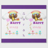 Happy Birthday Wrapping Paper Owl Cadeaupapier (Vlak)
