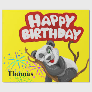 Happy Birthday Wrapping Paper Panda Beer Cadeaupapier