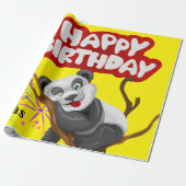 Happy Birthday Wrapping Paper Panda Beer Cadeaupapier (Uitgerold)