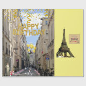 Happy Birthday Wrapping Paper Paris Frankrijk Cadeaupapier (Vlak)