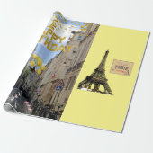 Happy Birthday Wrapping Paper Paris Frankrijk Cadeaupapier (Uitgerold)