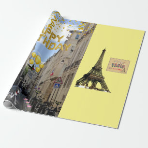 Happy Birthday Wrapping Paper Paris Frankrijk Cadeaupapier