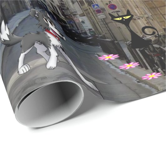 Happy Birthday Wrapping Paper Paris Frankrijk Cadeaupapier (Rol Hoek)