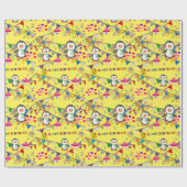 Happy Birthday Wrapping Paper Penguin Cadeaupapier (Vlak)