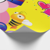 Happy Birthday Wrapping Paper Pig Bumblebee Cadeaupapier (Hoek)