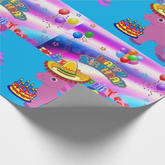 Happy Birthday Wrapping Paper Pony Cadeaupapier (Hoek)