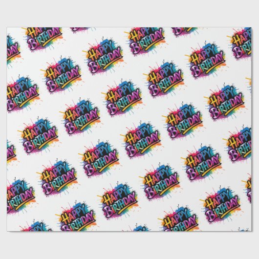 Happy Birthday Wrapping Paper printable Cadeaupapier (Vlak)