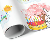 Happy Birthday Wrapping Paper Rabbit Cake Cadeaupapier (Rol Hoek)