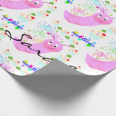 Happy Birthday Wrapping Paper Roze Worm Cupcakes Cadeaupapier (Hoek)