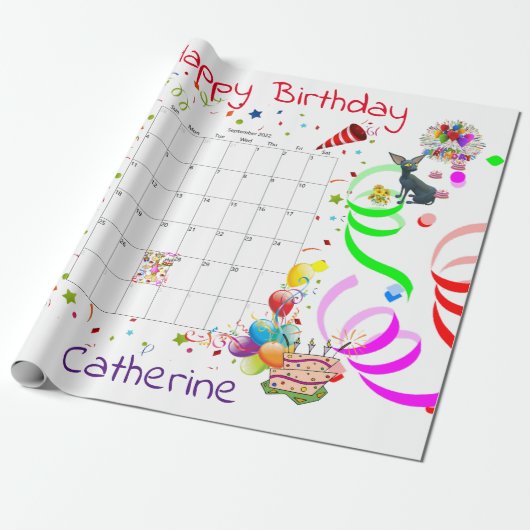 Happy Birthday Wrapping Paper, september 2022 Cadeaupapier (Uitgerold)