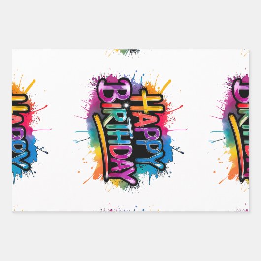 Happy Birthday Wrapping Paper Sheets Set (Voorkant)