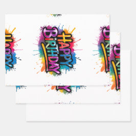 Happy Birthday Wrapping Paper Sheets Set