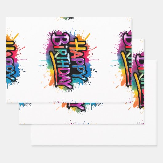 Happy Birthday Wrapping Paper Sheets Set (Set)