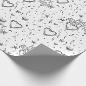 Happy Birthday Wrapping Paper Silver Hearts Cadeaupapier (Hoek)