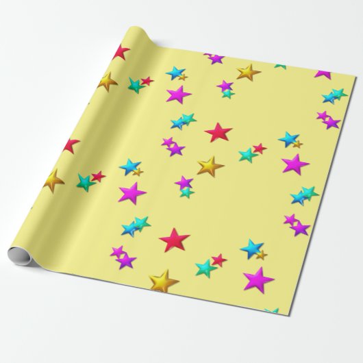Happy Birthday Wrapping Paper Stars Cadeaupapier (Uitgerold)