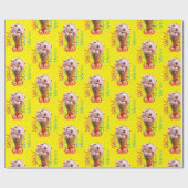 Happy Birthday Wrapping Paper Strawberry Ice Cream Cadeaupapier (Vlak)