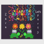 Happy Birthday Wrapping Paper Turtles Cadeaupapier (Vlak)