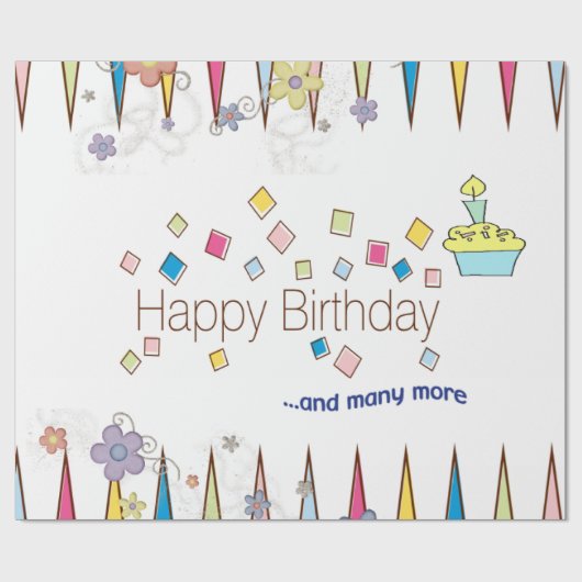 Happy Birthday Wrapping Papier FUN Cupcake (Vlak)