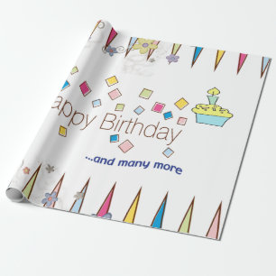 Happy Birthday Wrapping Papier FUN Cupcake