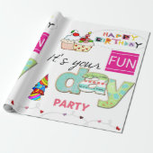 Happy Birthday Wrapping Papier FUN Cupcake (Uitgerold)