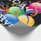 Happy Birthday Wrapping Papieren ballonnen zwart Cadeaupapier (Hoek)