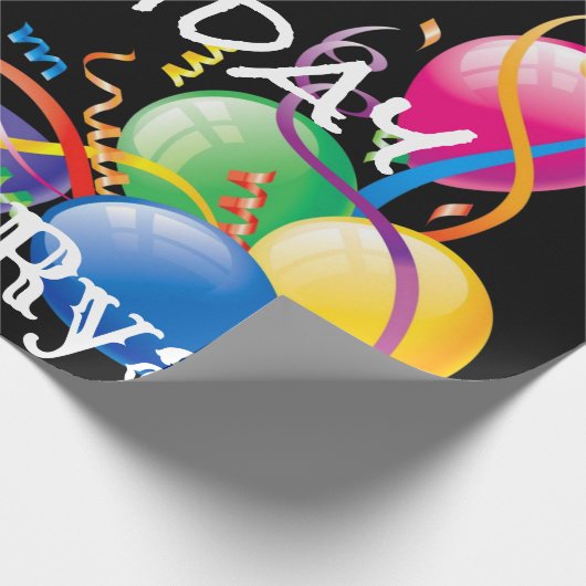 Happy Birthday Wrapping Papieren ballonnen zwart Cadeaupapier (Hoek)