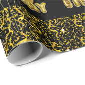 Happy Birthday Wrapping zwart gouden ballonnen Cadeaupapier (Rol Hoek)