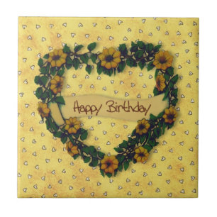Happy Birthday Wreath Tile Tegeltje