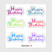 Happy Birthday x6 aangepaste vinyl Sticker zonder  (Vel)